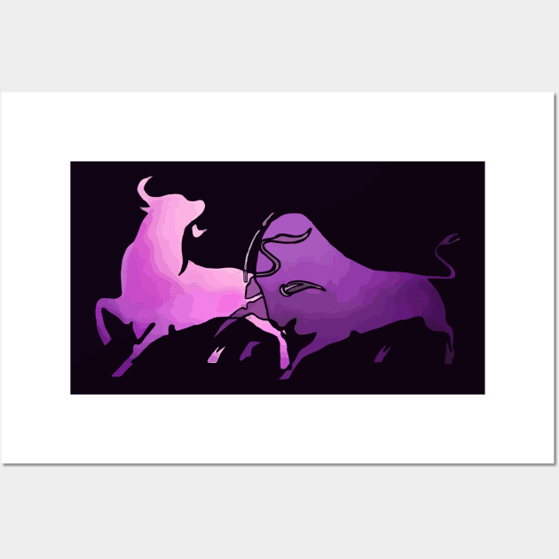 Taurean Bulls Animal Art Lilac Cut Out Wall Art by taiche